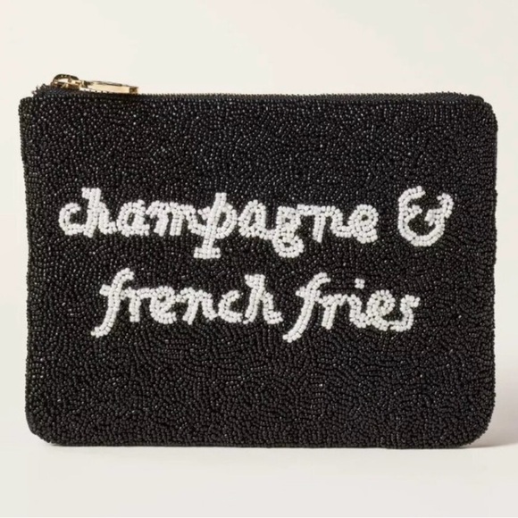 Kate Spade X Target Handbags - Kate Spade X Target - Black Beaded Zip Pouch Champagne & French Fries